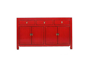Yajutang - Cassettiera cinese con 4 ante e 3 cassetti, colore: Rosso