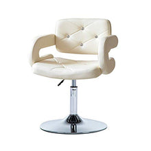 Sedia da scrivania regolabile per computer, sedia da ufficio girevole in pelle PU, per la casa, con braccioli e schienale da bar, colore: beige-bianco