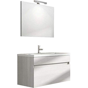 Dianhydro MOBILE BAGNO SOSPESO "PERSEO" + LAVABO E SPECCHIO cm 90 - Larice Bianco