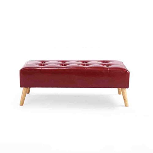 Panca Ottomana Poggiapiedi Imbottito Ottomana Panca poggiapiedi Modern Luxury Pouffe Stool 4Legs Legno (Ecopelle) (Colore : B, Size : 60cm)