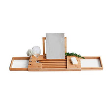 Vasca da Bagno Vassoio in bambù, Portaoggetti da Bagno Regolabile Caddy iPad Lettura Bicchiere da Vino Candelabro Vasca da Bagno Ponte, 50-93x19cm, Adatto per La Casa Homestay Bagno