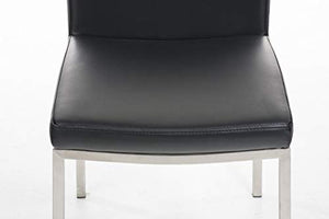 CLP Sedia Pranzo Grenoble in Similpelle E Acciaio Inox I Sedia Soggiorno Imbottita Moderna, Alt. 48 CM I Sedia Tavolo Salotto Moderna, Colore:Nero