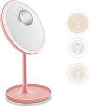WQERLC Specchio a Parete, Specchio per Trucco a Led con 3 Colori Regolabili, Interruttore Touch Screen per Bagno, Camera da Letto, Specchi da Bagno a Parete