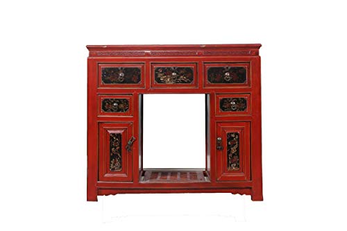 Yajutang - Credenza dipinta a mano, colore: rosso