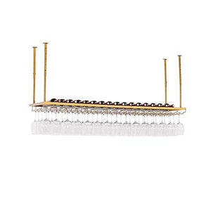 HLL Portabicchieri per Vino, Portabicchieri per Vino Appeso, Supporto per Vino per Soffitto Regolabile in Altezza per Bar Cremagliera Champagne 5 Taglie,Oro,L-60Cm.
