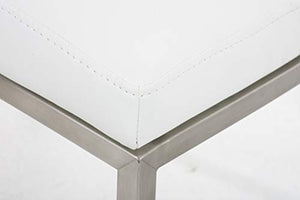CLP Sedia Pranzo Grenoble in Similpelle E Acciaio Inox I Sedia Soggiorno Imbottita Moderna, Alt. 48 CM I Sedia Tavolo Salotto Moderna, Colore:Bianco