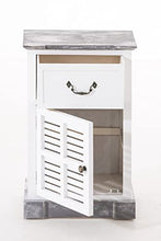 CLP Comodino Shabby Chic Mekong in Legno I Mobile con Cassetto E Sportello 38 x 28 CM Altezza 60 CM, Colore:Bianco