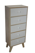 King Home C1708005 Mobiletto 5 Cassetti in Legno di Paulownia con Piedini in KD