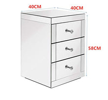 Mobili A Mirroring in Vetro 3 Cassetto Comodino da Letto da Letto Camera da Letto H58cm X W40cm X D40cm, Comodino