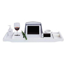 1yess Vasca da Bagno in Legno Top Shelf Semplice del Computer Portatile del Vassoio della Base con allungabile Arms sovrapposti Lavabo Stand Shampoo