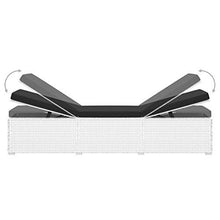 Tidyard Lettino Prendisole Reclinabile con Tavolino in Polyrattan Bianco,Sedia a Sdraio Prendisole da Giardino Rclinabile in Rattan,Lettino da Sole Singolo,Lettino da Piscina Patio 195x60x31 cm