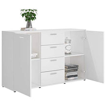 Cikonielf - Mobiletto moderno con cassetti e scaffali, 120 x 35,5 x 75 cm, con cassettiera, colore: Bianco