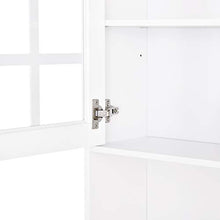 homcom Credenza Moderna in Legno MDF Bianco con 2 Vetrinette e 1 Scaffale con Mensole Regolabili, 80 x 37 x 183 cm
