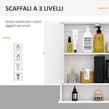 kleankin Mobiletto Armadietto a Muro con Specchio da Bagno Cucina in MDF 56 x 13 x 58cm Bianco
