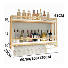 YJPDPHJJ Nordic in Ferro battuto, portabottiglie in Legno massello, vetrinetta pensile da Parete, espositore Creativo per Vino da Parete, portabottiglie pensile, cremagliera