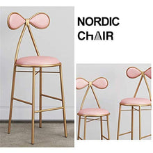 XHCP Mobili da Soggiorno Sgabelli Sgabelli da Bar Sedia con Schienale Bowknot per Cucina/Bar Sgabelli Alti Gambe in Metallo Dorato - 65 / 75cm Altezza Pub - Sedie Moderne da Pranzo PE