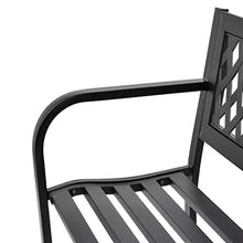 Panca da giardino con telaio in metallo per giardino, cortile, terrazza, patio, parco, caffè, 118 x 50 x 75 cm, capacità di 2 persone
