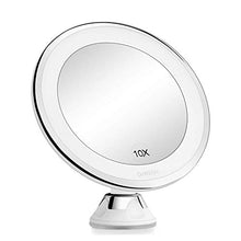 deweisn Specchio per Trucco con Ventosa -Montaggio a Parete, Ingrandimento 10X Specchio da Bagno LED Illuminato Portatile Rotazione 360 ° per Viaggio, Cosmetici e Rasatura, Batterie e USB