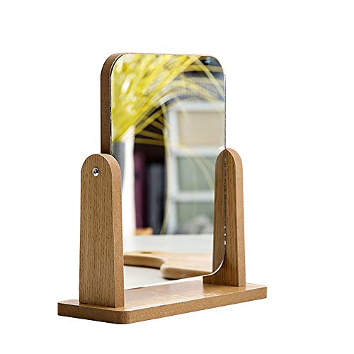 BSTCAR 1PC Specchio Make Up, Specchio per Il Trucco in Legno Ruotato 180°, Specchio da Tavolo