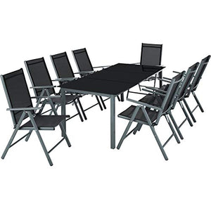 TecTake Alluminio Set mobili da Giardino 8+1 Tavolo sedie - Disponibile in Diversi Colori - (Grigio Scuro | No. 402164)