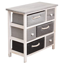 Rebecca Mobili Cassettiera 6 cassetti, mobile multiuso moderno, legno vimini, bianco grigio, per camera e bagno - Misure: 53 x 56 x 27 cm (HxLxP) - Art. RE4326