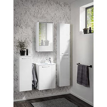 FACKELMANN Armadietto a specchio da bagno, con illuminazione a LED, 1 anta, 42 cm, bianco opaco Denver