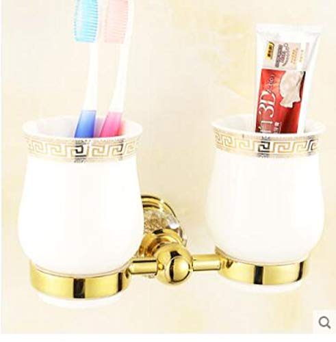 Joeesun set accessori bagno in ottone e cristallo Porta accappatoio Portarotolo Portasciugamani Cestino portasciugamani portasciugamani anello portasciugamani set-spazzolino_dentri