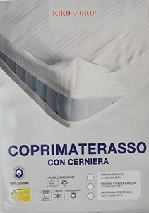 CASA TESSILE Coprimaterasso Completo con Cerniera Sanfor Rigato per Letto Singolo cm 90x200