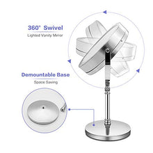 Specchio 7 Pollice a 360 ° Ruota a Doppio Lato cosmetico 10x LED LED a LED Trucco per Trucco