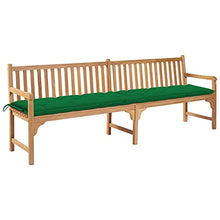 vidaXL Panca da Giardino con Cuscino Verde 240 cm in Massello di Teak