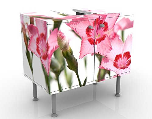 Mobile per lavabo design Pink Flowers 60x55x35cm, basso, Larghezza: 60cm, regolabile, mobiletto da lavandino, lavandino, mobiletto da lavabo, lavabo, mobiletto, bagno, bagnetto, mobile da bagno