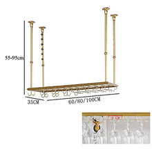 JHGJBJ Hanging Cremagliera del Vino del Metallo, Ferro Battuto Appeso Porta Bicchiere di Vino con Bottiglia di Vino Depressione, Regolabile in Altezza del Boom 55-95cm (Size : 80x35cm)