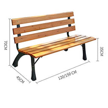 Panchine da giardino per terrazza all'aperto per 2-3 persone, Panchina con schienale per carichi pesanti con struttura in ghisa e legno massello anticorrosivo, Mobili per il tempo libero per cortile
