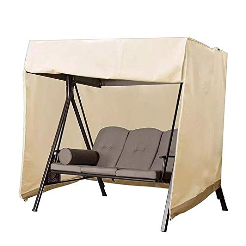 CMTTOME - Coprisedie da giardino per dondolo, impermeabile, per panca da esterni, 3 posti, 220 x 125 x 170 cm, colore: beige