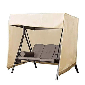 CMTTOME - Coprisedie da giardino per dondolo, impermeabile, per panca da esterni, 3 posti, 220 x 125 x 170 cm, colore: beige