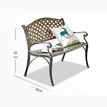 Panchina del parco all'aperto in stile europeo, Panca da giardino 3 posti in metallo con schienale e braccioli, Sedia per mobili da giardino da terrazza all'aperto (con cuscino), Adatto per parchi,