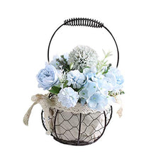 LPxdywlk 1pc Fiore Artificiale Arte del Ferro Cesto Tavolo da Giardino Casa Bonsai Puntelli Desktop Fotografia Decorazione del Partito Blu