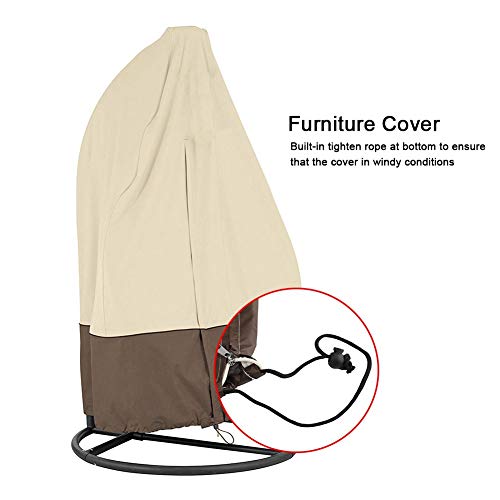 Singolo Dondoli Coperti Altalena per Esterni Impermeabile Prova Pioggia Durevole Anti Polvere Sedile Altalena Copertina Superiore Coperchio Protettivo per Veranda Patio Giardino (Beige + Brown)