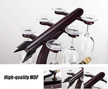 Scaffale Legno Porta Vino Portabottiglie Per Vino Pratico Scaffale Per Bottiglie Di Vino- Portabottiglie Per Decorazione Domestica, 1 Bottiglia E 6 Bicchieri Da Vino