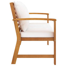 vidaXL - Panca da giardino in legno di acacia massiccio, 120 cm, con cuscino bianco crema