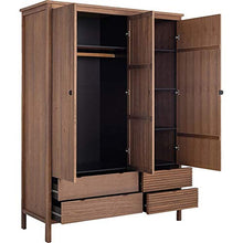 Meubletmoi - Armadio in legno rigato, con 3 ante e 4 cassetti e 1 appendiabiti, Braga 4325