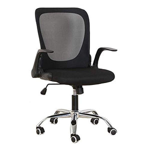ZHEDAN Sedia da Ufficio Regolabile con Braccioli Ribaltabili, Sedia da Lavoro Girevole in Rete Grigia con Schienale Medio, Sedia da Scrivania Ergonomica con Ruote Girevoli,Black