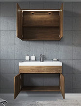 Mobile da bagno paso 02 80 cm bacino Lefkas (marrone) – Armadietto a specchio mobiletto lavabo mobili