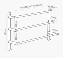 WLVG Portasciugamani a Parete Portasciugamani Portasciugamani SUS304 Bagno in Acciaio Inox Portasciugamani a Tre Barre con Gancio Cucina Portasciugamani 80 cm