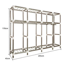 DPPAN Fiorisci Armadio Cabina Guardaroba Tessuto con Acciaio Inossidabile Cornice, Armadio in Tessuto con Asta Sospesa e Asta Sospesa per Camera da Letto,B_205x45x170CM(80x18x66in)