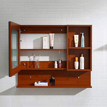 GJSN Nordic Style Modern Home Cabinetto Del Bagno, Armadi a Specchio in Legno Massello Bagno Camera da Letto Trucco Specchio da Bagno con Scaffale, a Parete (Colore: Brown, Dimensioni: 70 * 14 * 75 C
