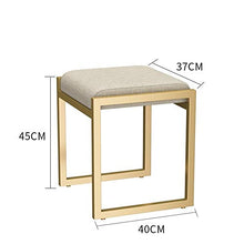 Jiangang- Moda poggiapiedi imbottito Cuoio sedile 丨 Ferro Sgabello Piazza Pouffe banco trucco Sgabello 丨 multifunzionale in pelle poggiapiedi scarpe Cambio Sgabello-40x37x45cm, cuscino bianco e Gold F