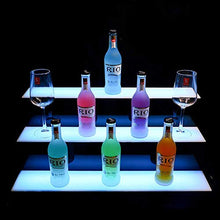 LOISK 3 Tiers Scaffale Portabottiglie LED Illuminato Bottiglia del Liquore Display Portabottiglie con Telecomando a 44 Tasti per Bar Ristoranti Case,800mm*330mm*210mm