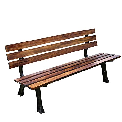 household products Panca da Giardino in Legno Massello con Schienale, Panchina in Legno per Esterni, Treppiede in Ghisa Antiruggine per Il Tempo Libero Panchina da Giardino retrò, 120 Cm / 150 Cm