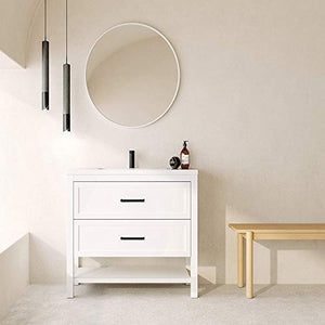 Randalsa Mobili Olive | Bianco Opaco | Manico Nero | 80 X 88,5 X 45 cm + lavabo in Ceramica